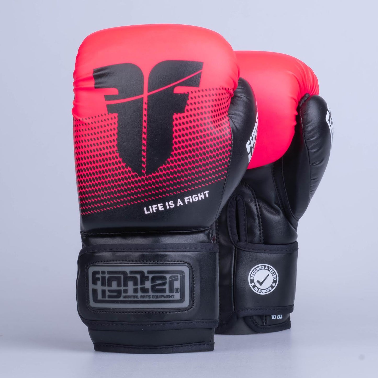 Gants de boxe Fighter Training PU noir/rose - FBG-TRP-003 - Fighter Sport