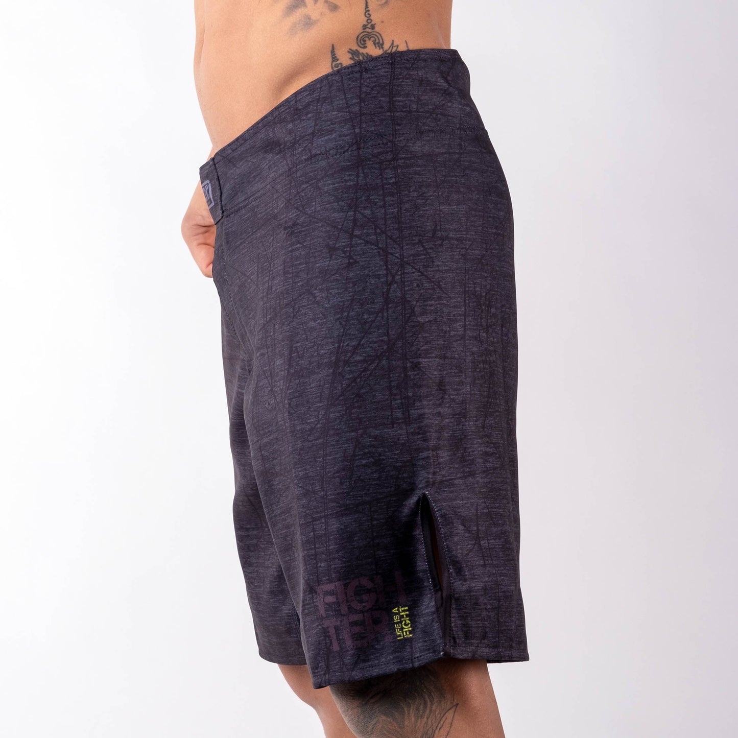Short de combat MMA "La vie est un combat" gris - FSHM-12