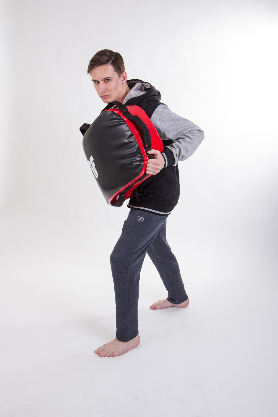 Bouclier de frappe réversible pour combattant - MULTI GRIP - noir/rouge, FKSH-11