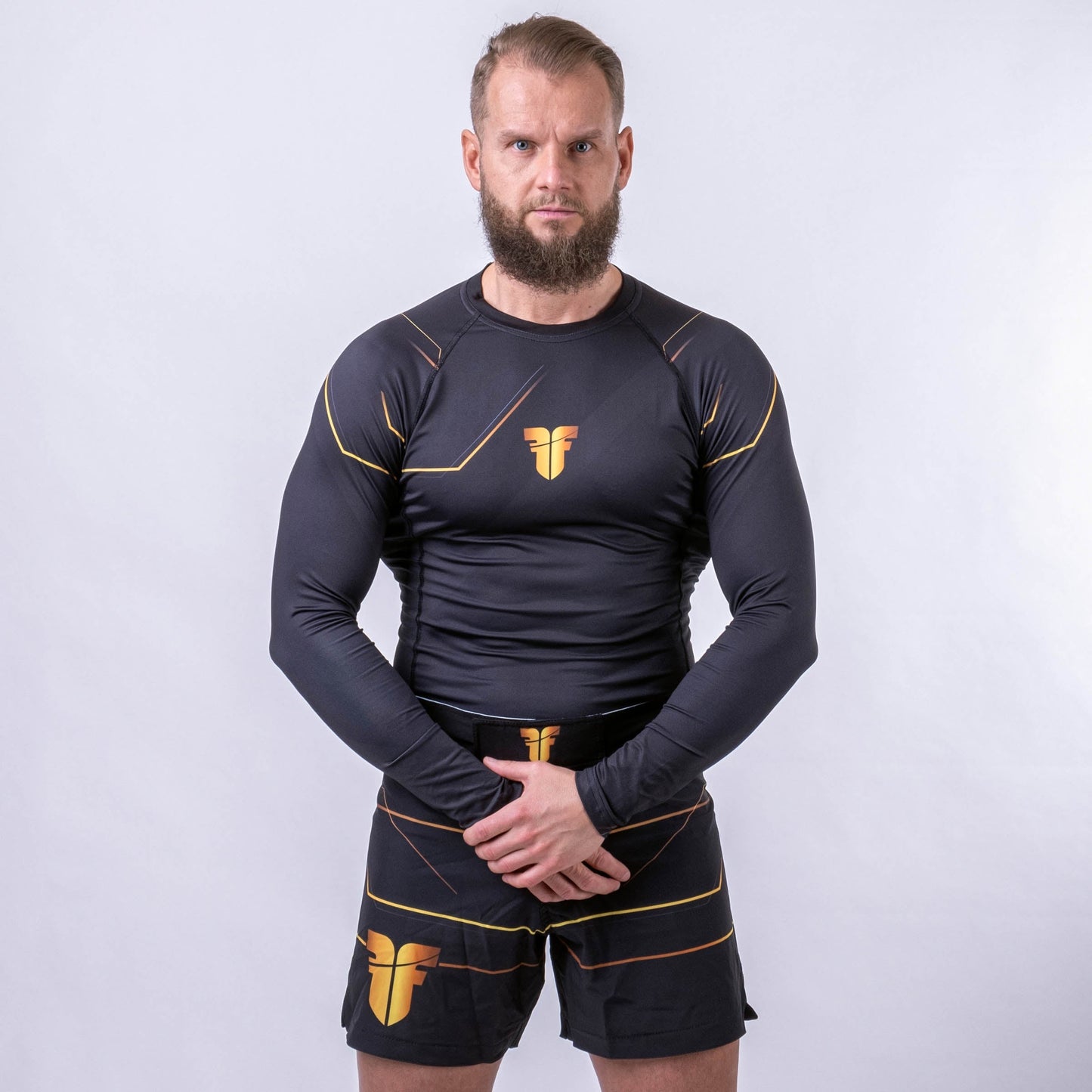 T-shirt Fighter Rashguard Lines Gold, noir/or - FRSG-LNG