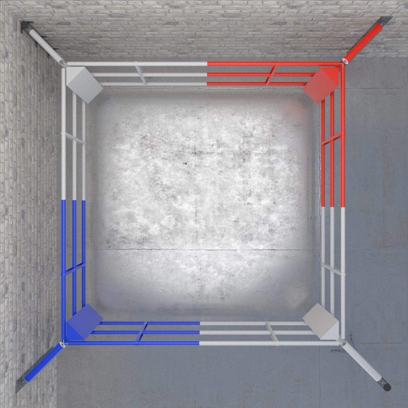 Ring de boxe au sol avec mur de boxe à 3 cordes, BRF-NF3W