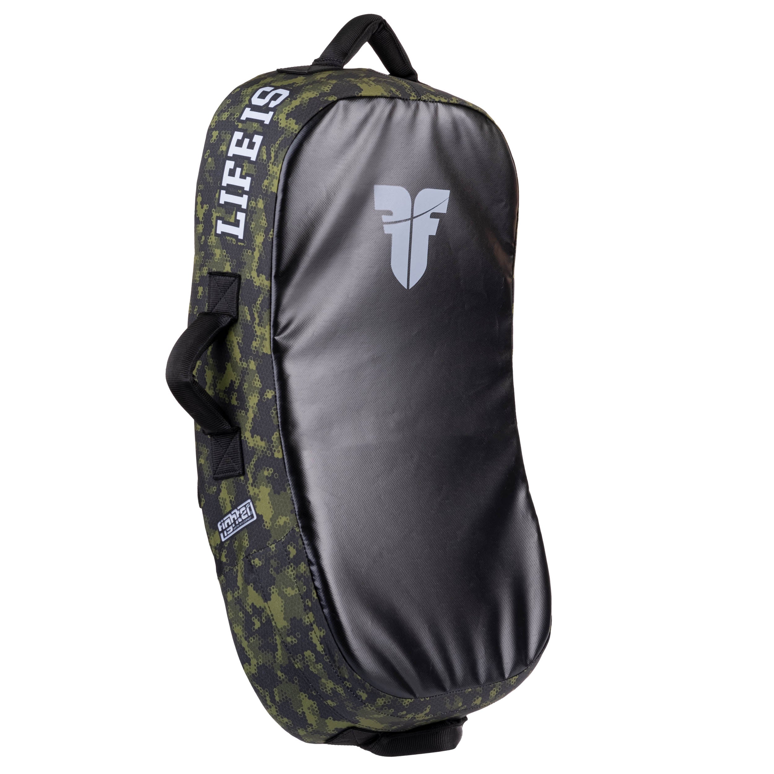Bouclier de frappe Fighter MULTI GRIP "La vie est un combat" Camouflage vert - FKSH-27 - Fighter Sport