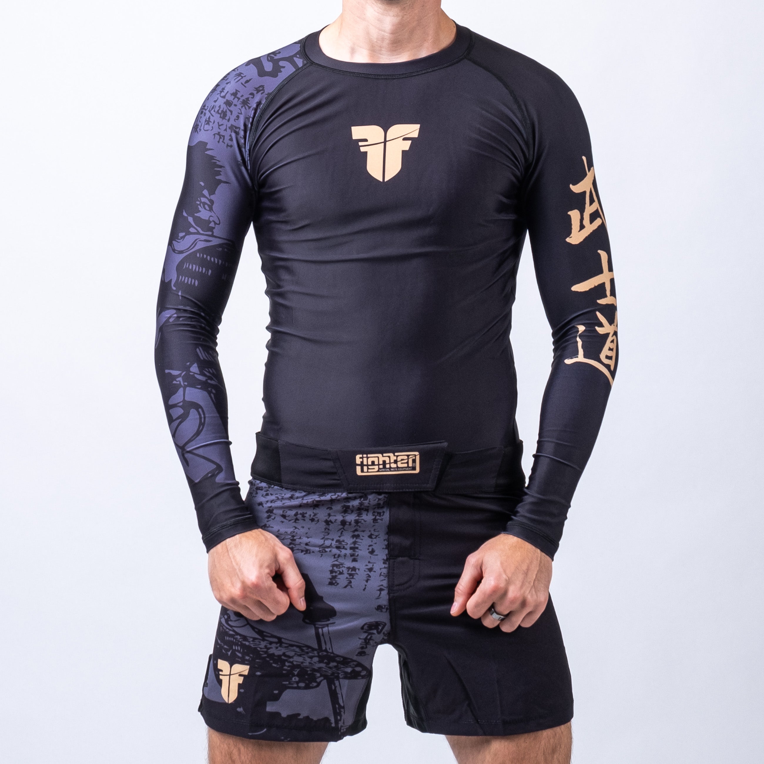 Rashguard Samurai à manches longues, noir/or - FRSG-SAM-01-LS - Fighter Sport