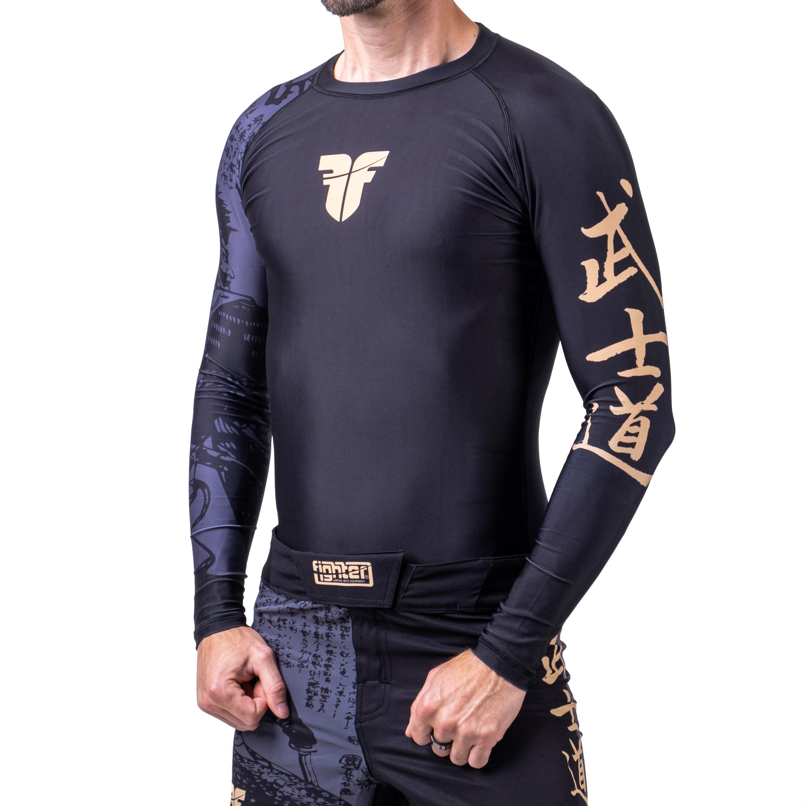 Rashguard Samurai à manches longues, noir/or - FRSG-SAM-01-LS - Fighter Sport