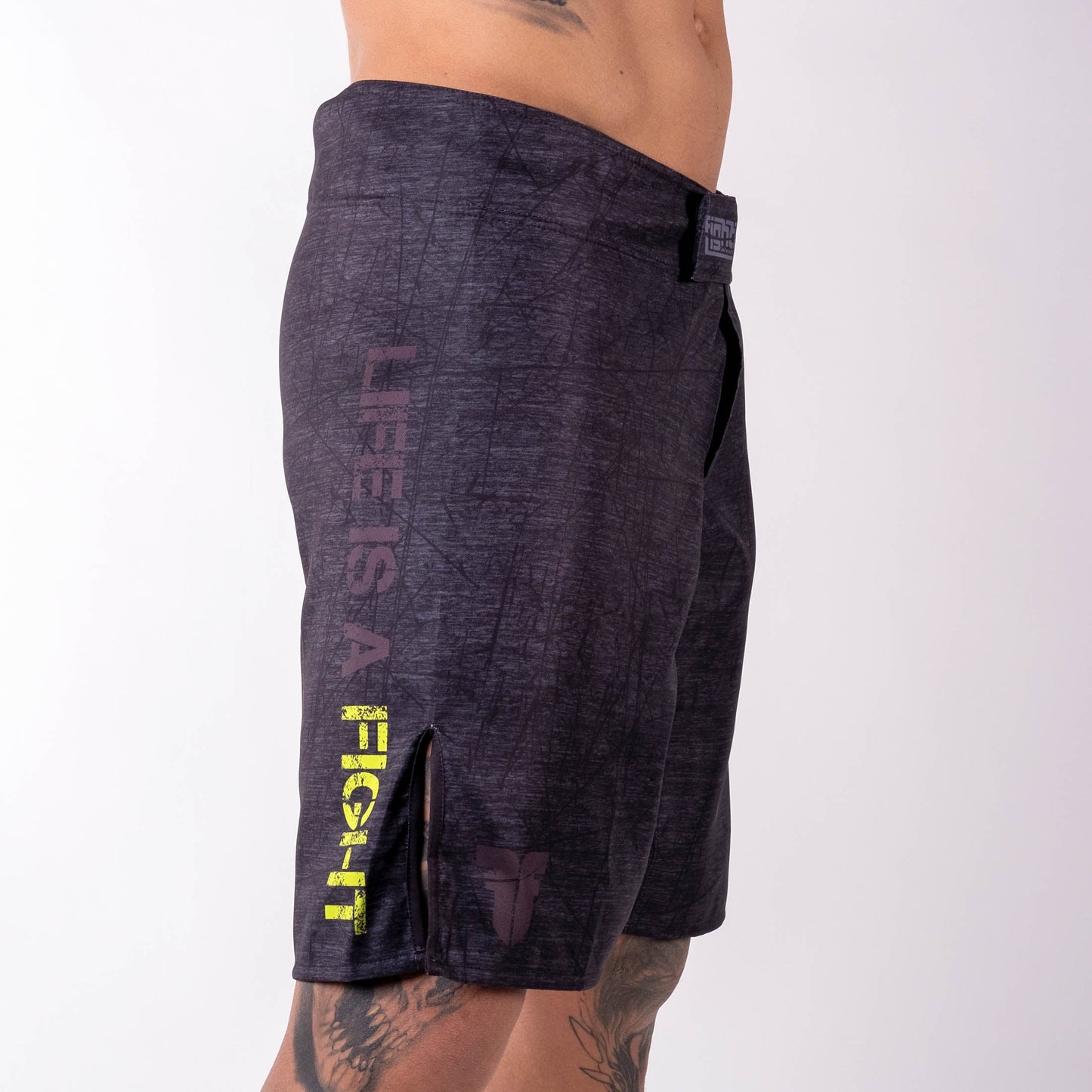 Short de combat MMA "La vie est un combat" gris - FSHM-12 - Fighter Sport