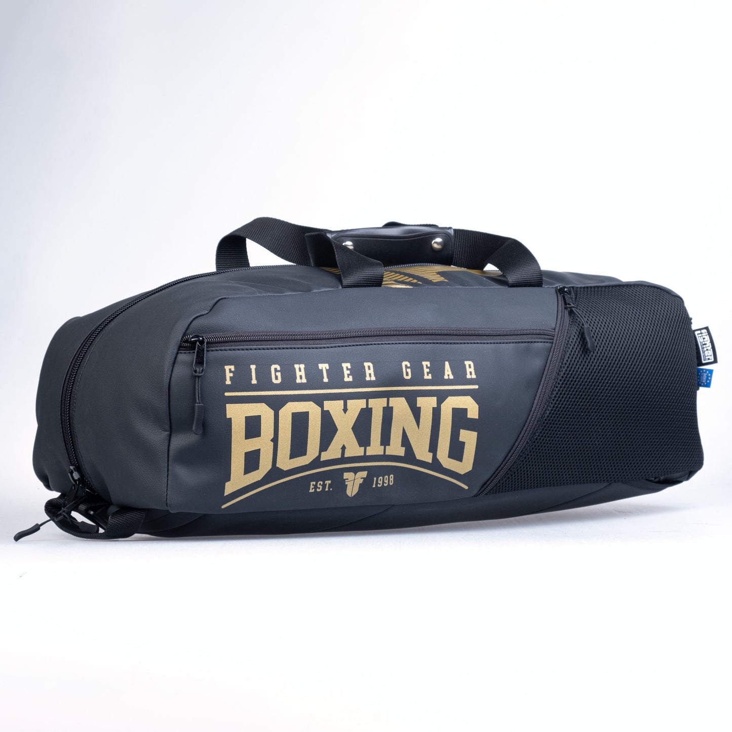 Sac de sport de boxe Fighter noir/doré similicuir