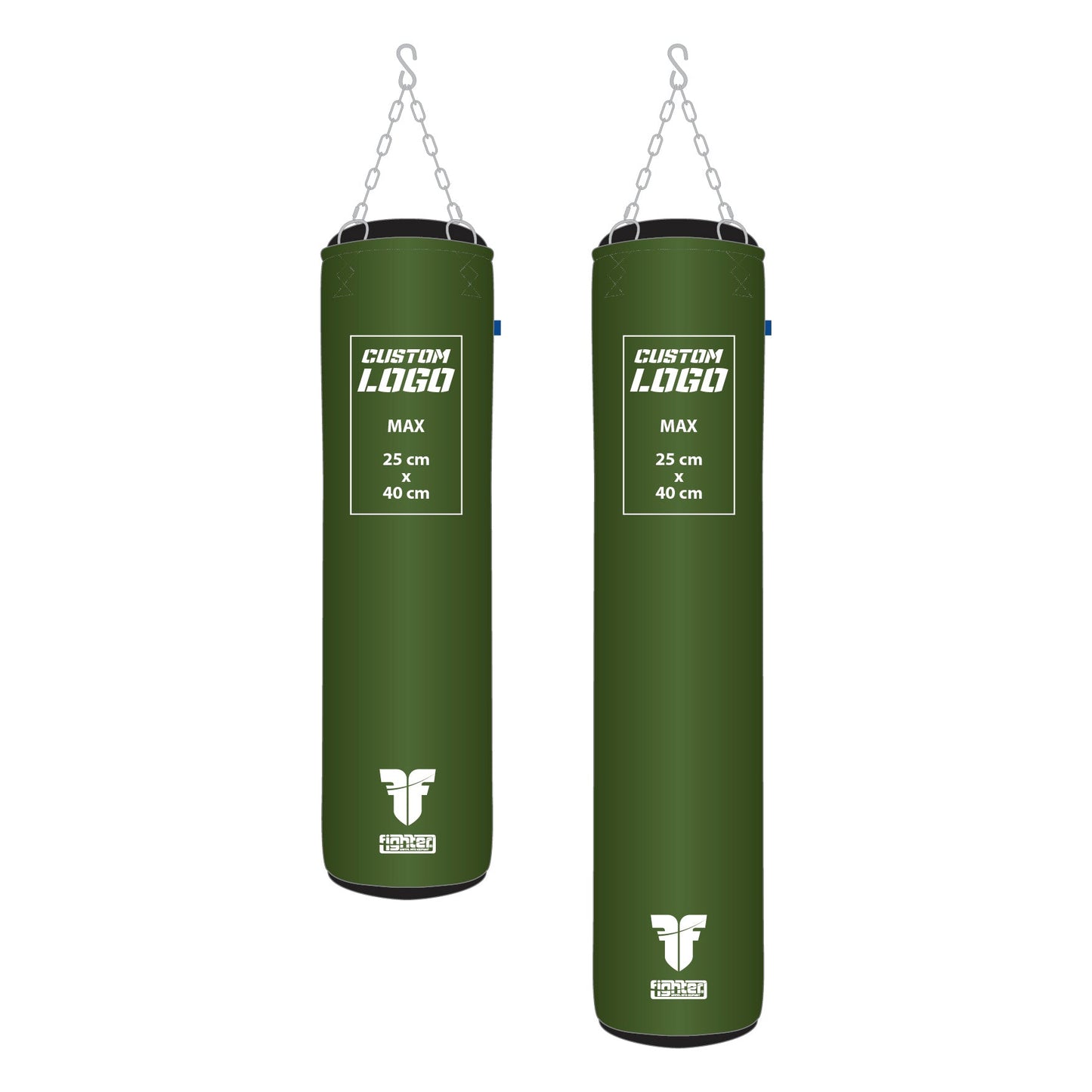 Sac de boxe Fighter Professional - logo personnalisé, 150 cm et 180 cm ; diamètre 36 cm