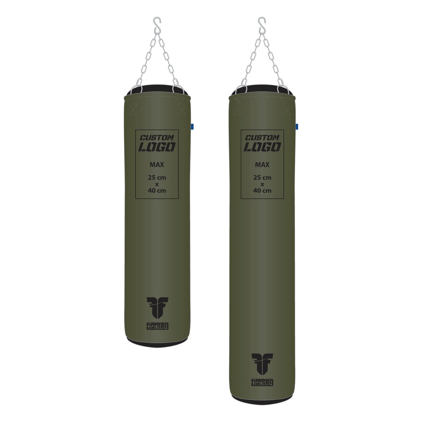 Sac de boxe Fighter Professional - logo personnalisé, 150 cm et 180 cm ; diamètre 36 cm