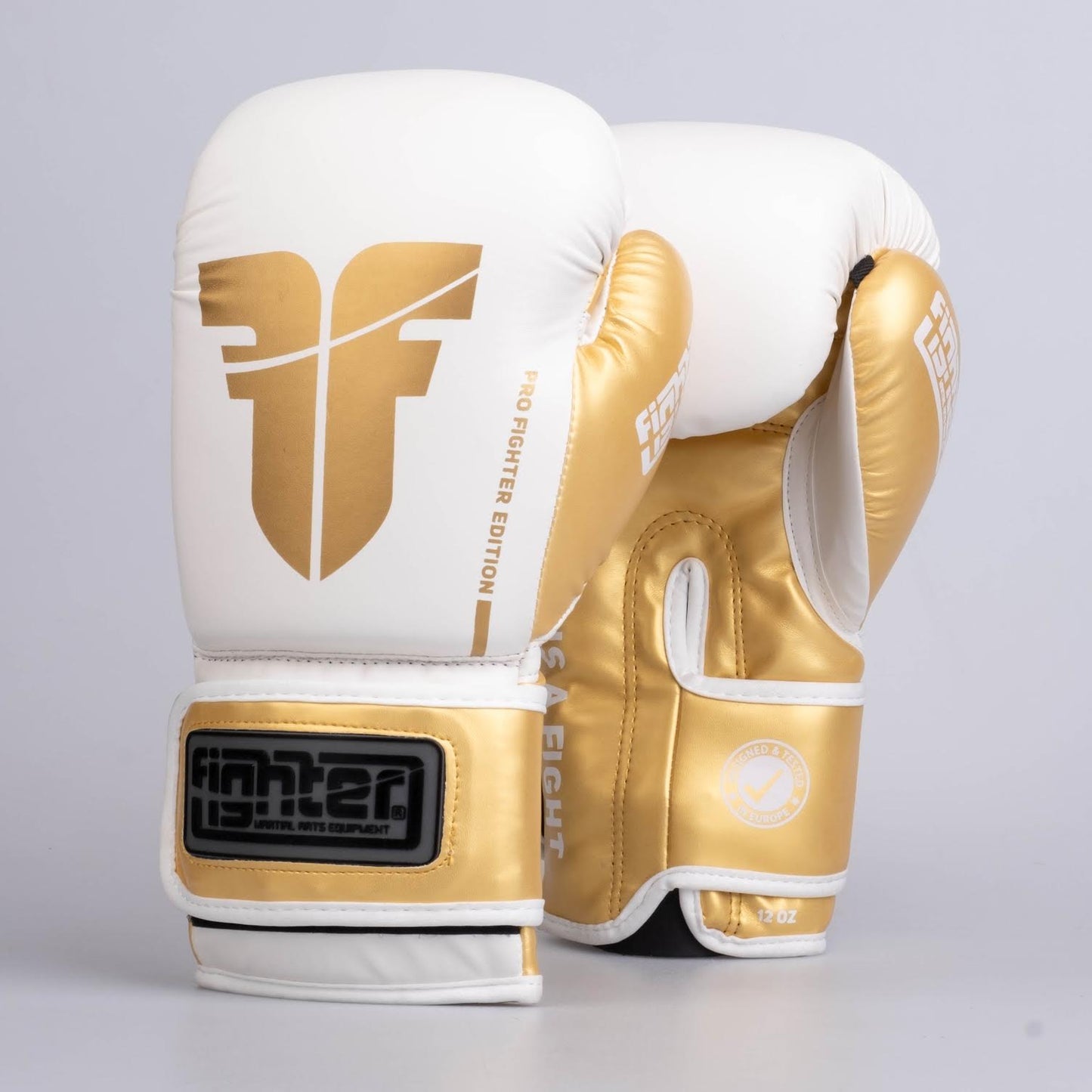 Gants de boxe Fighter Boxing Gloves Training blanc/or - FBG-TRP-002 - Fighter Sport
