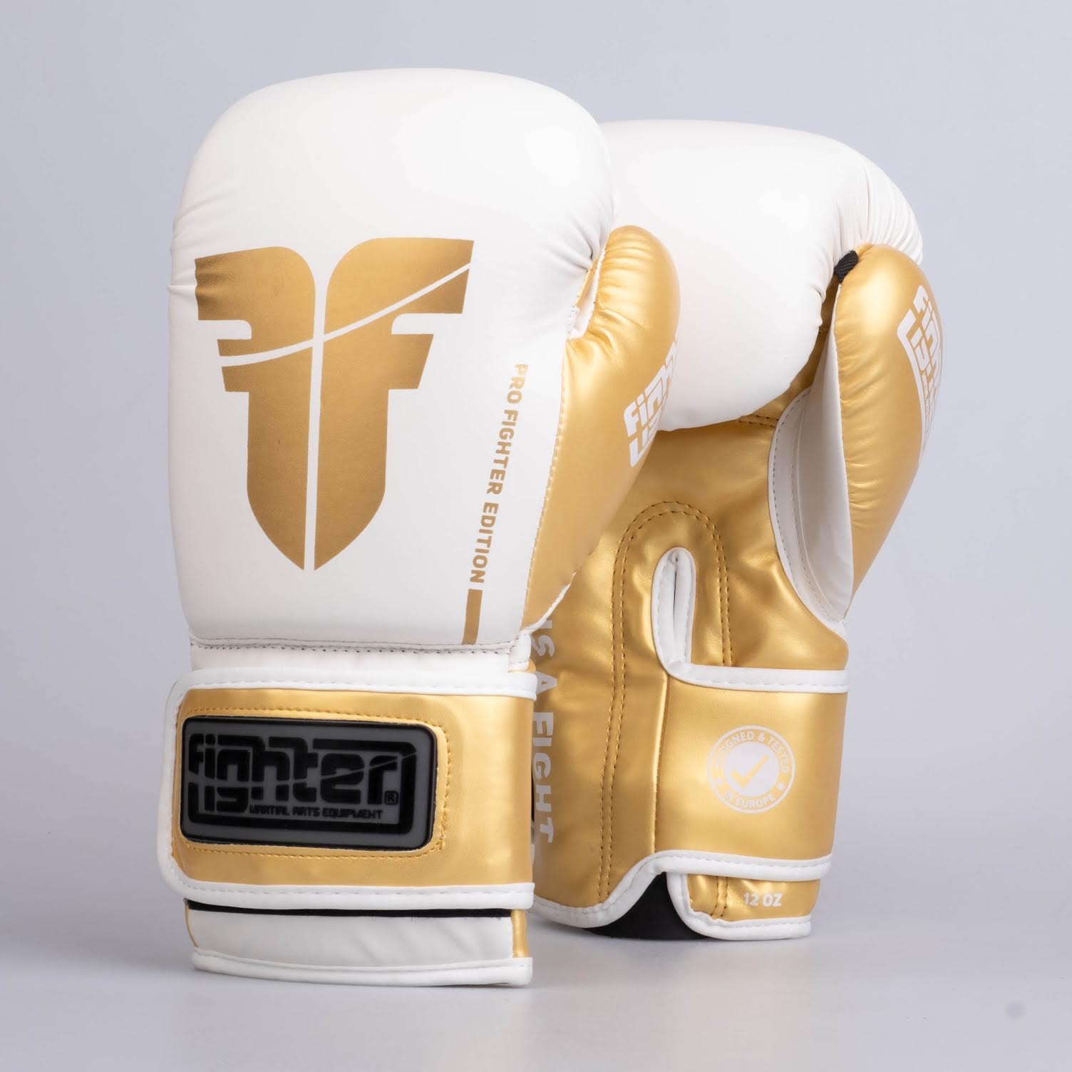 Gants de boxe Fighter Boxing Gloves Training blanc/or - FBG-TRP-002 - Fighter Sport