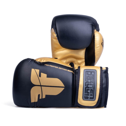 Gants de boxe Fighter Training PU noir/or - FBG-TRP-001