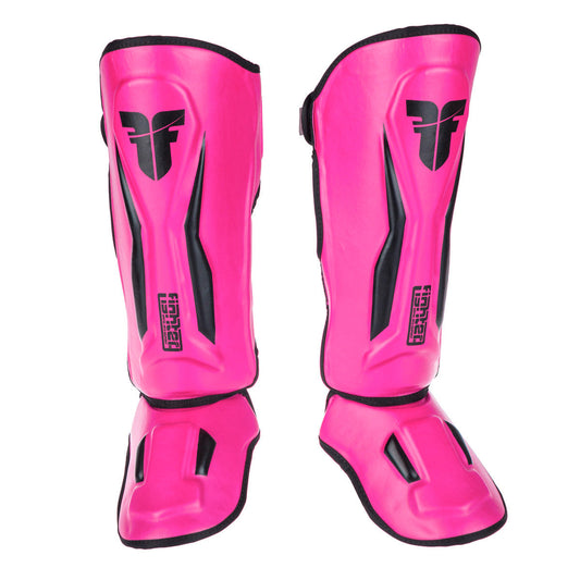 Protège-tibias Fighter Thai Ergo rose fluo/noir - FSG-004NPB
