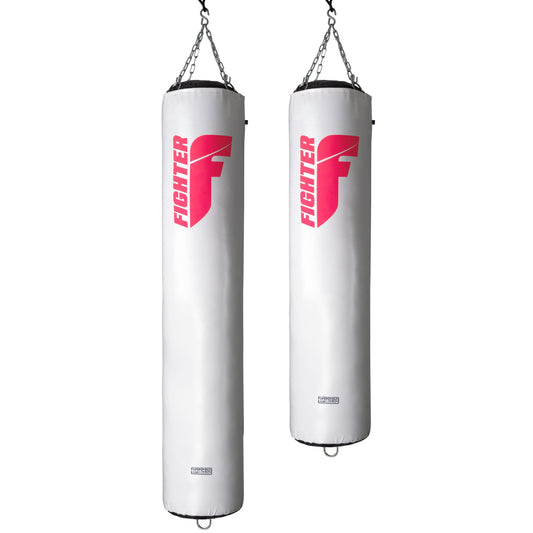Sac de boxe Fighter Professional - blanc/rose, 150 cm et 180 cm ; diamètre 36 cm
