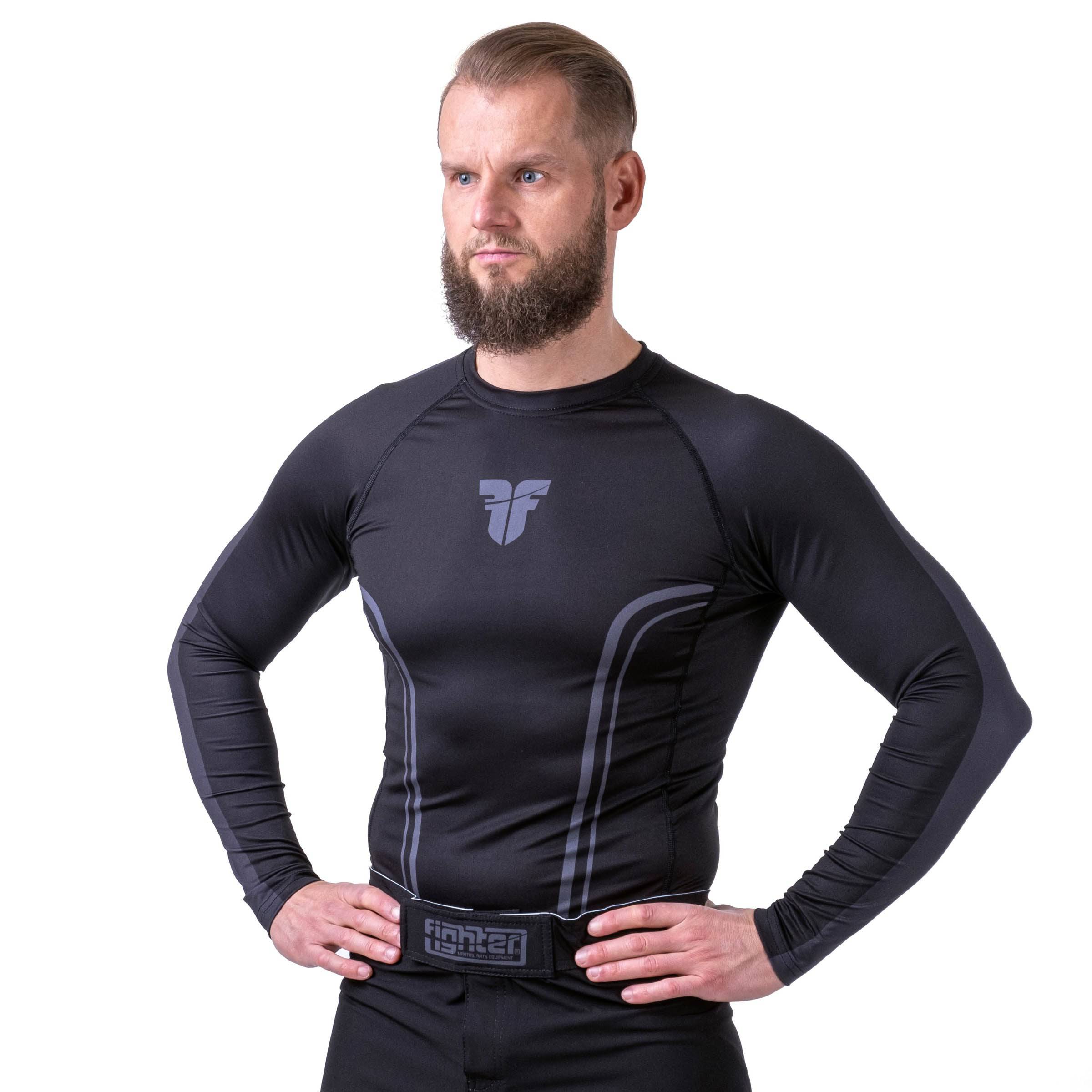 Tee-shirt Rashguard Fighter Lines noir - FRSG-LN - Fighter Sport