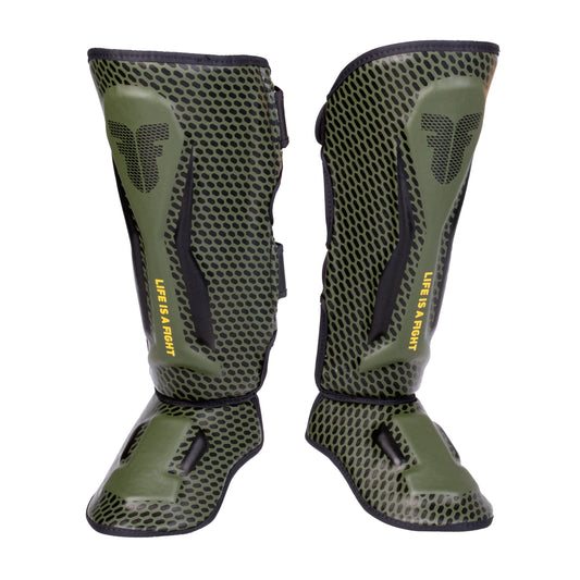 Protège-tibias Fighter Thai Ergo kaki/noir - FSG-004ND2