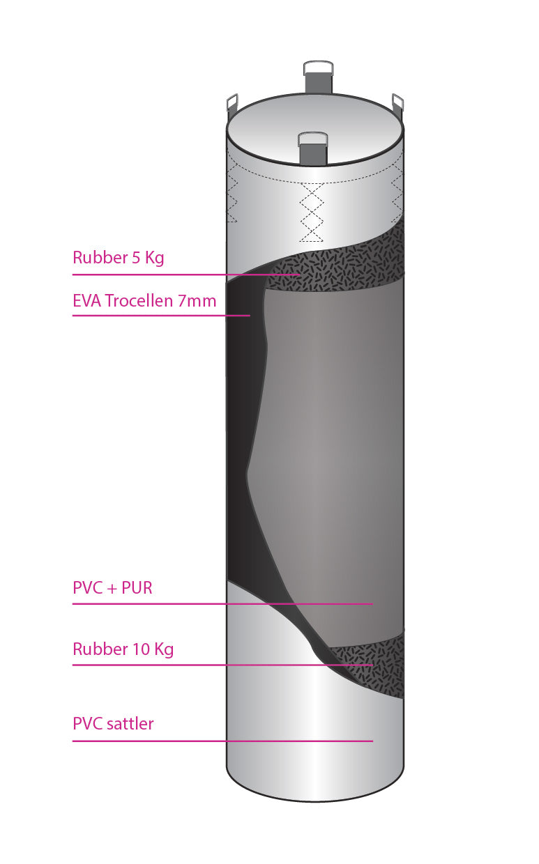 Sac de boxe Fighter Professional - kaki/or, 150 cm et 180 cm ; diamètre 36 cm