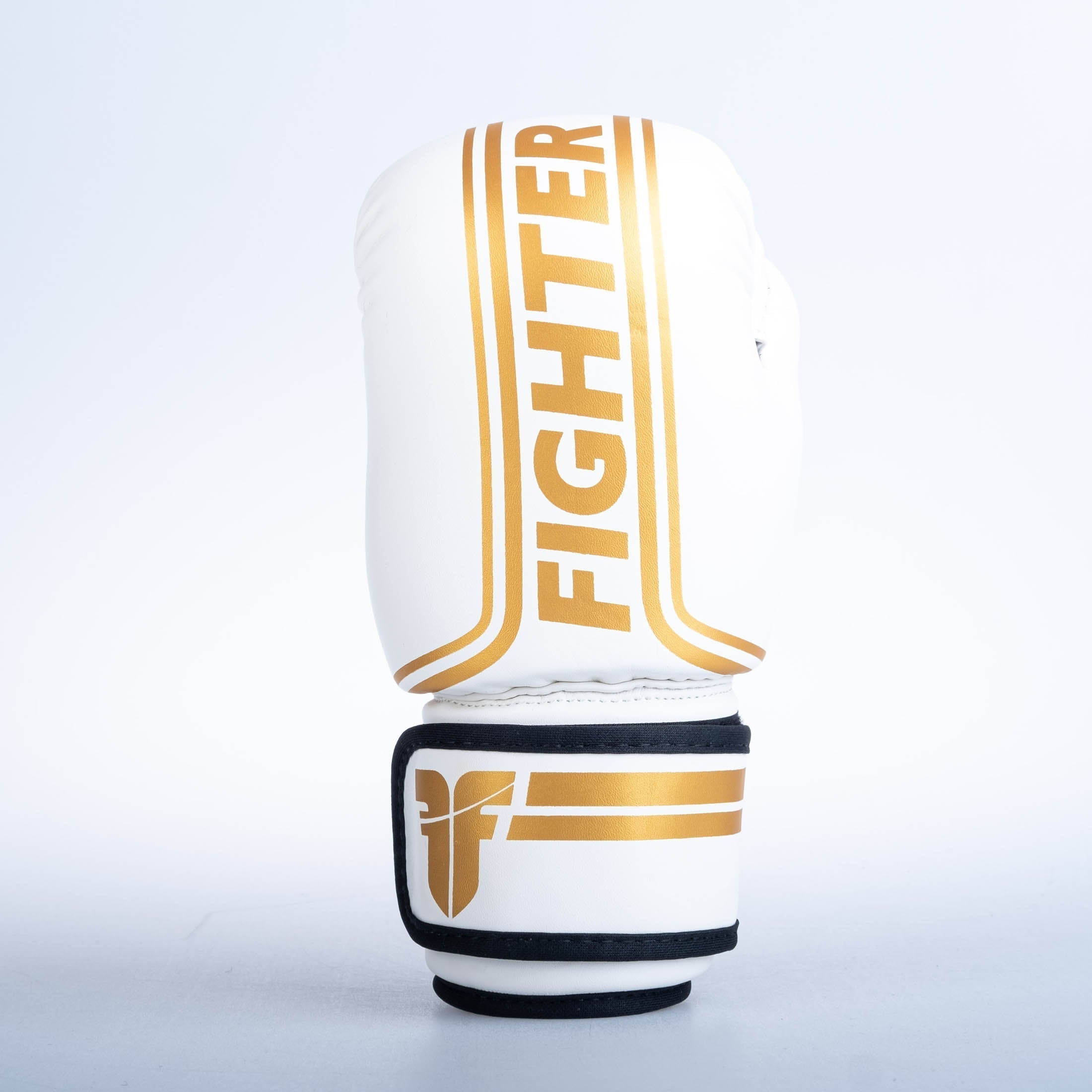 Gants de combat ouverts à rayures - Édition SGP - blanc/or - Fighter Sport