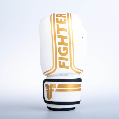 Gants de combat ouverts à rayures - Édition SGP - blanc/or - Fighter Sport
