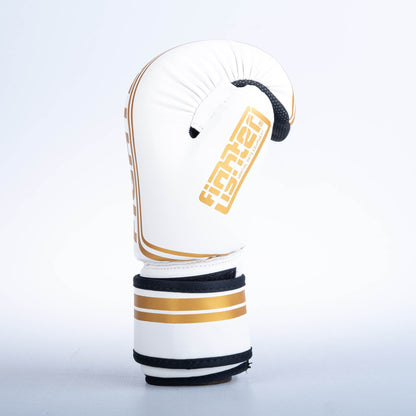 Gants de combat ouverts à rayures - Édition SGP - blanc/or - Fighter Sport