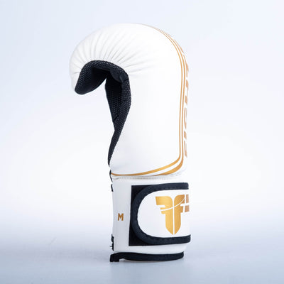 Gants de combat ouverts à rayures - Édition SGP - blanc/or - Fighter Sport