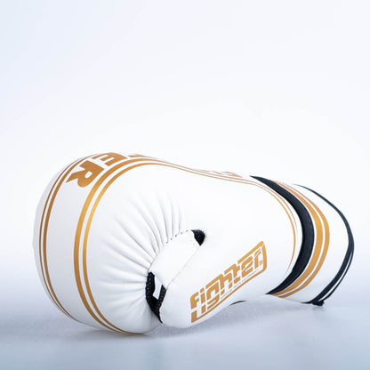 Gants de combat ouverts à rayures - Édition SGP - blanc/or - Fighter Sport