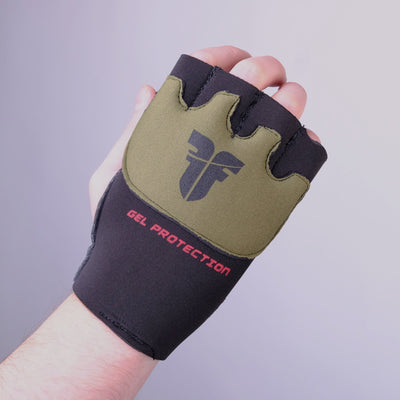 Bandages en gel Fighter Strap noir/kaki - FGW-001BK - Fighter Sport