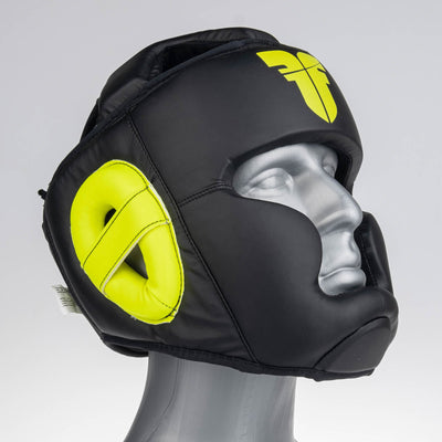 Casque Fighter Headguard Sparrin noir/jaune fluo - JE1421PUBNY - Fighter Sport