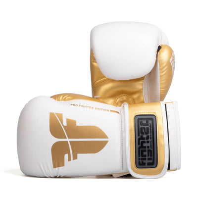 Gants de boxe Fighter Boxing Gloves Training blanc/or - FBG-TRP-002 - Fighter Sport
