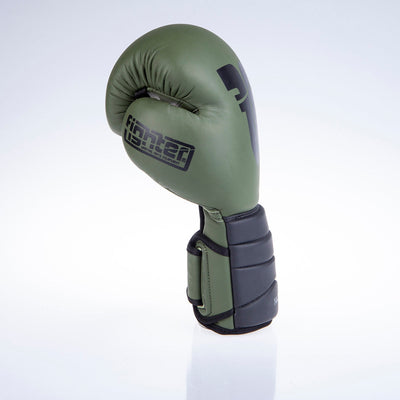 Gants de boxe Fighter Sparring - kaki mat/noir, FBG-002KB - Fighter Sport