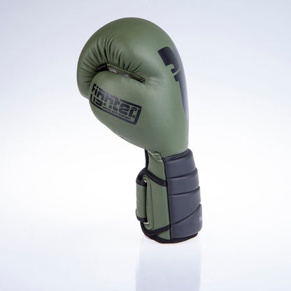 Gants de boxe Fighter Sparring - kaki mat/noir, FBG-002KB - Fighter Sport