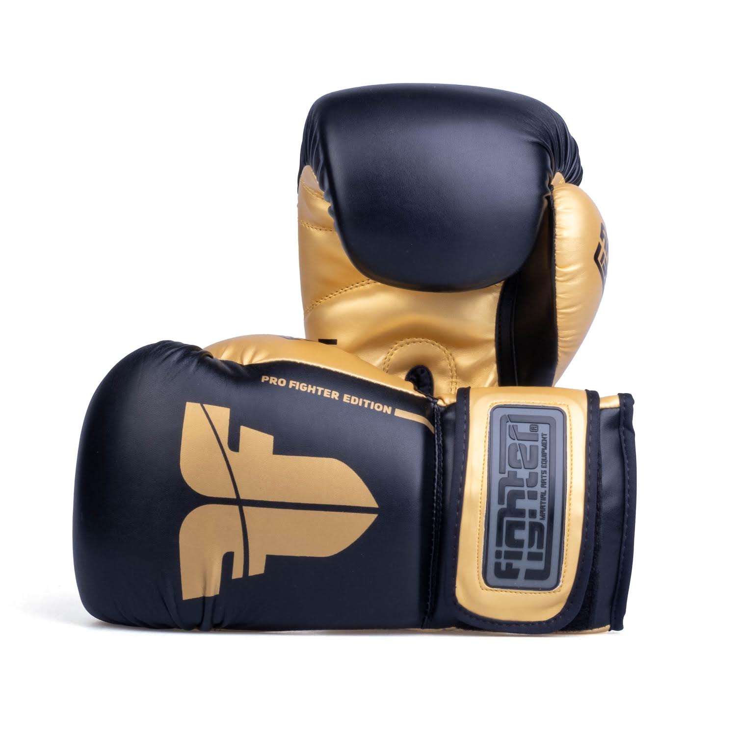 Gants de boxe Fighter Training PU noir/or - FBG-TRP-001 - Fighter Sport