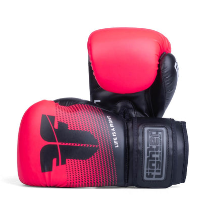 Gants de boxe Fighter Training PU noir/rose - FBG-TRP-003 - Fighter Sport