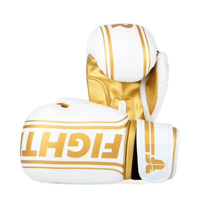Gants de boxe Fighter Basic Stripe - blanc/or - Fighter Sport