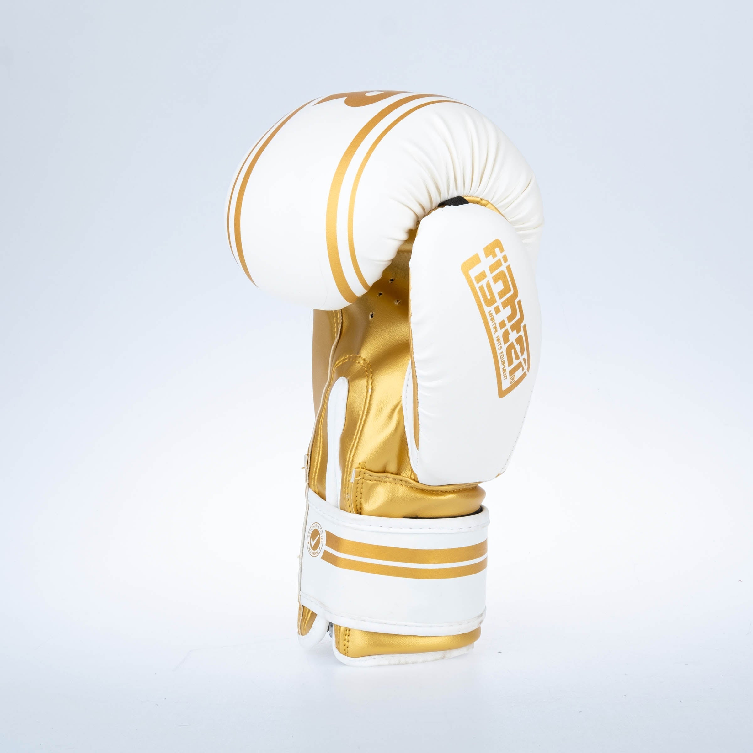 Gants de boxe Fighter Basic Stripe - blanc/or - Fighter Sport