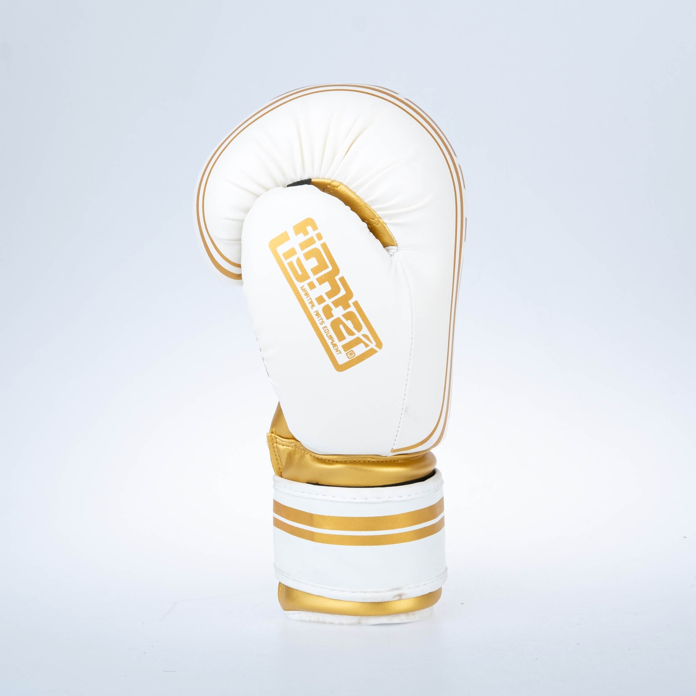 Gants de boxe Fighter Basic Stripe - blanc/or - Fighter Sport