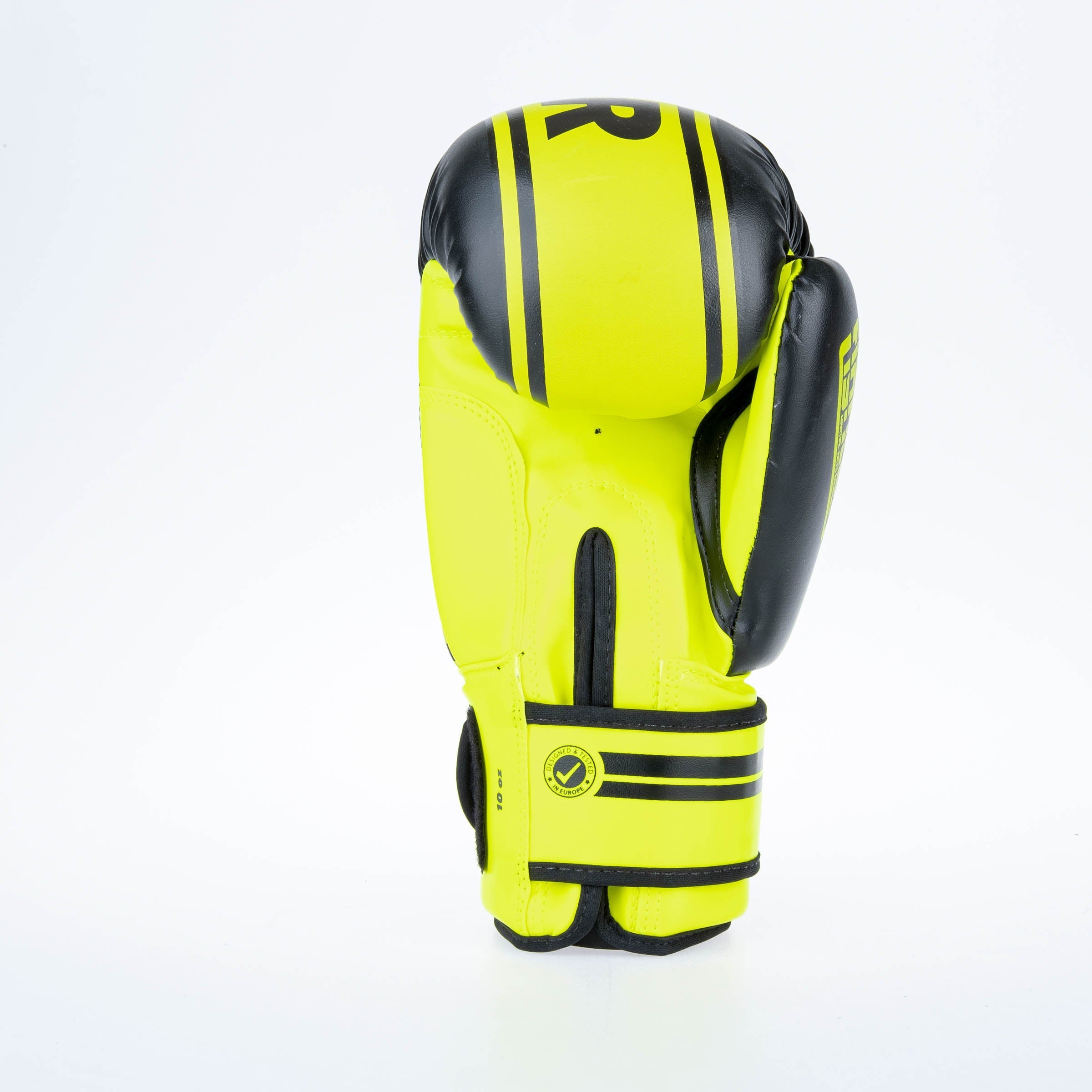 Gants de boxe Fighter Basic Stripe - jaune fluo/noir - Fighter Sport