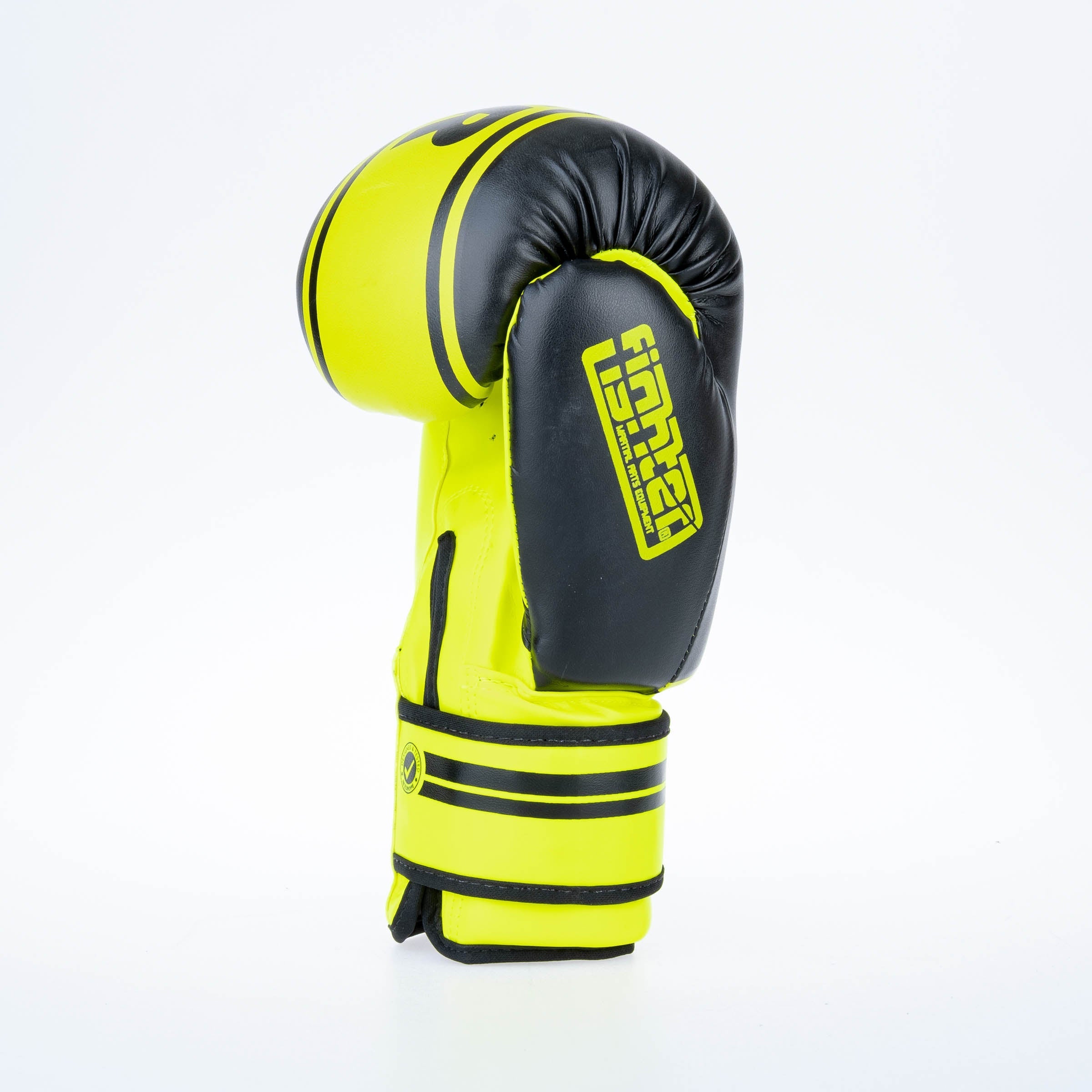 Gants de boxe Fighter Basic Stripe - jaune fluo/noir - Fighter Sport