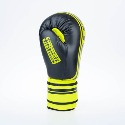 Gants de boxe Fighter Basic Stripe - jaune fluo/noir - Fighter Sport