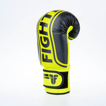 Gants de boxe Fighter Basic Stripe - jaune fluo/noir - Fighter Sport