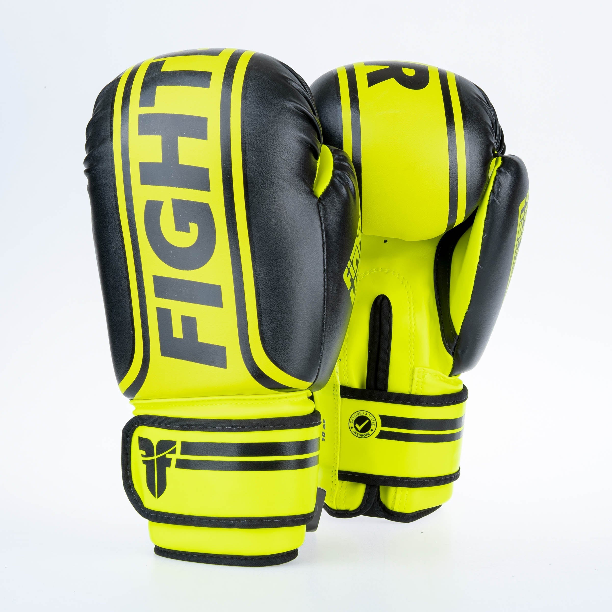 Gants de boxe Fighter Basic Stripe - jaune fluo/noir - Fighter Sport