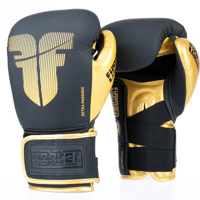 Gants de boxe Fighter Secure Fit - noir/or - Fighter Sport