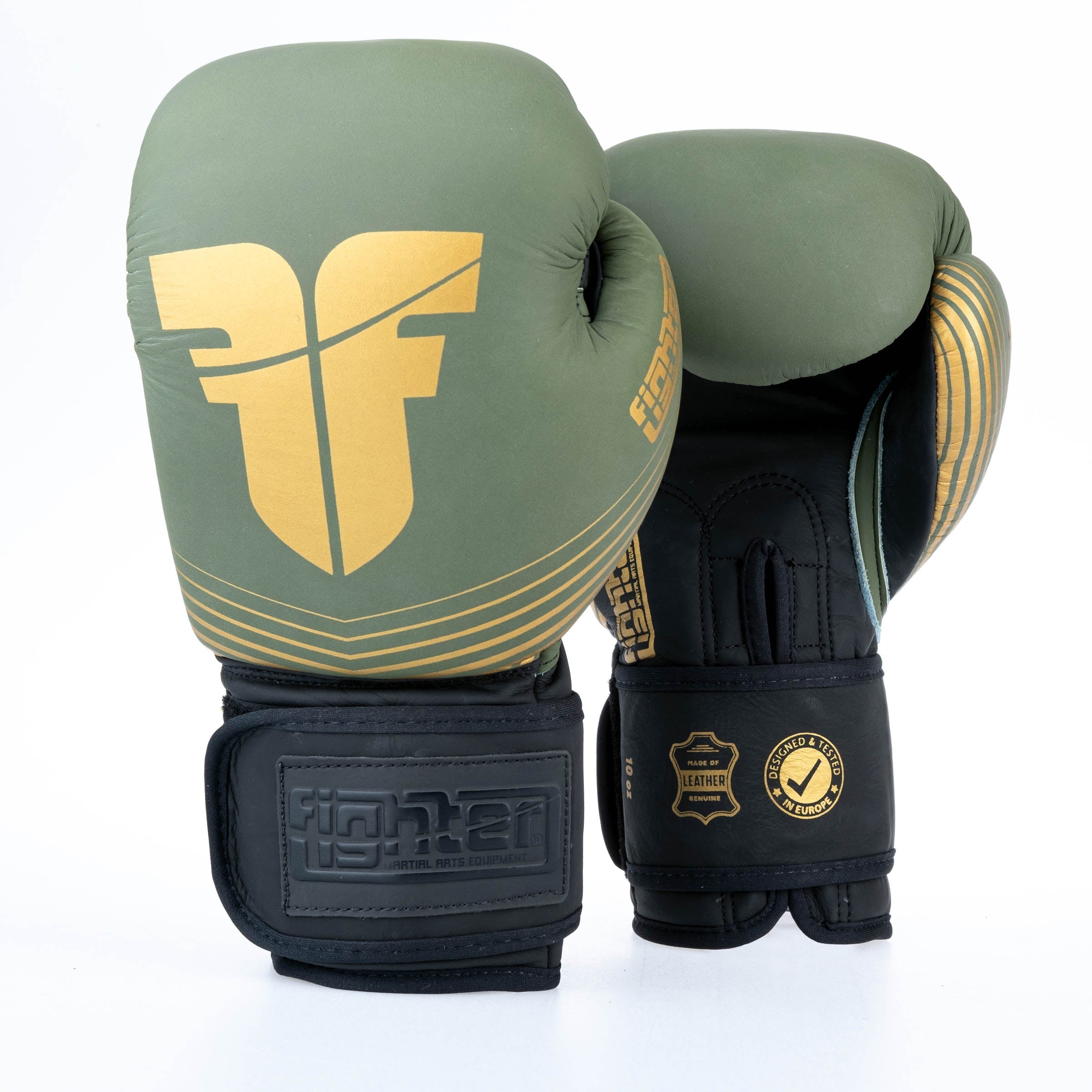 Gants de boxe Fighter SPLIT Stripes - kaki/or - Fighter Sport