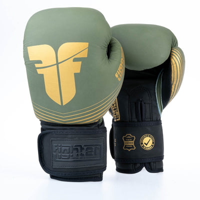 Gants de boxe Fighter SPLIT Stripes - kaki/or - Fighter Sport