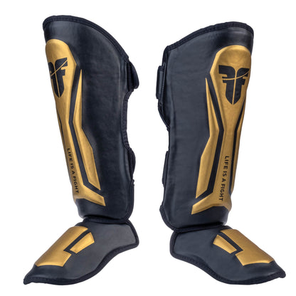 Protège-tibias Fighter Thai Ergo noir/or - FSG-004-TRP-0212 - Fighter Sport