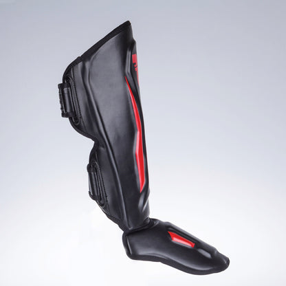 Protège-tibias Fighter Thai Ergo noir/rouge - FSG-004BR - Fighter Sport