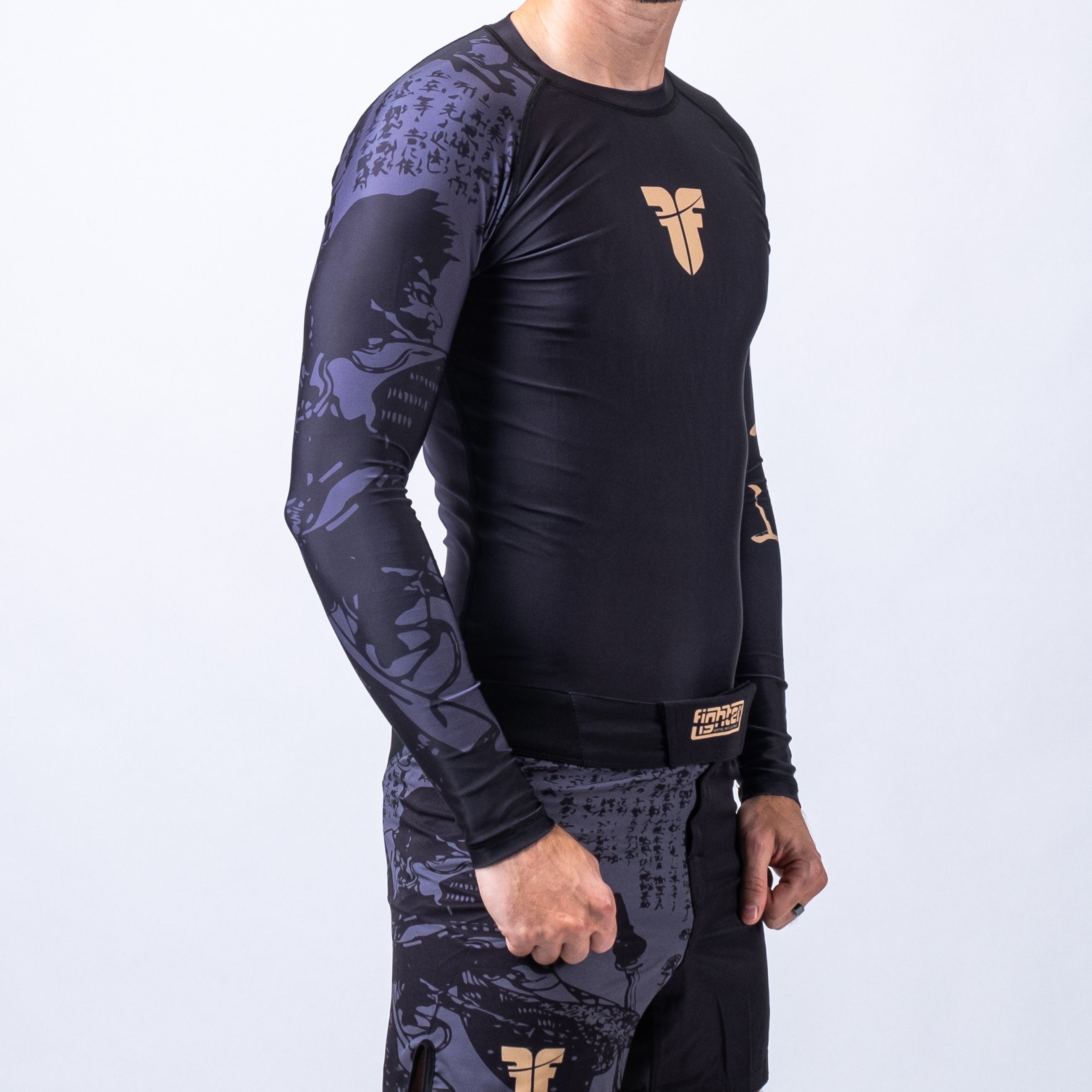 Rashguard Samurai à manches longues, noir/or - FRSG-SAM-01-LS - Fighter Sport