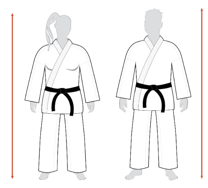 Schéma hauteur kimono BJJ