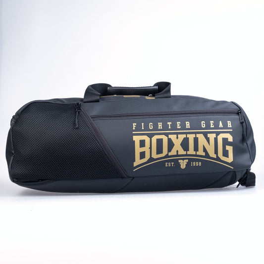 Sac de sport de boxe Fighter noir/doré similicuir