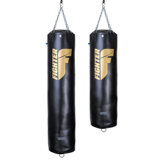 Sac de boxe Fighter professionnel ; 150 cm et 180 cm, diamètre 36 cm - noir/or