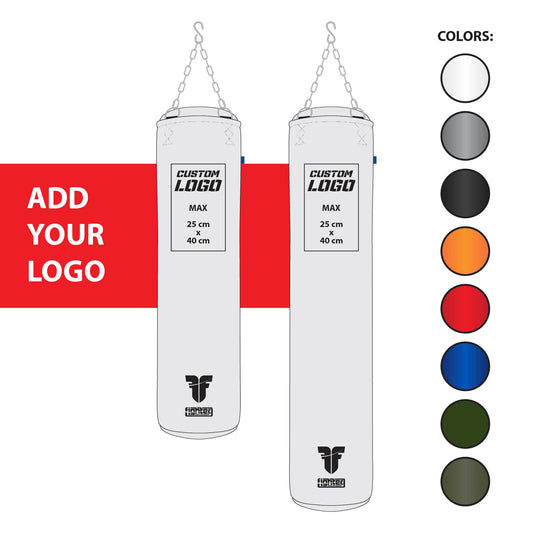 Sac de boxe Fighter Professional - logo personnalisé, 150 cm et 180 cm ; diamètre 36 cm